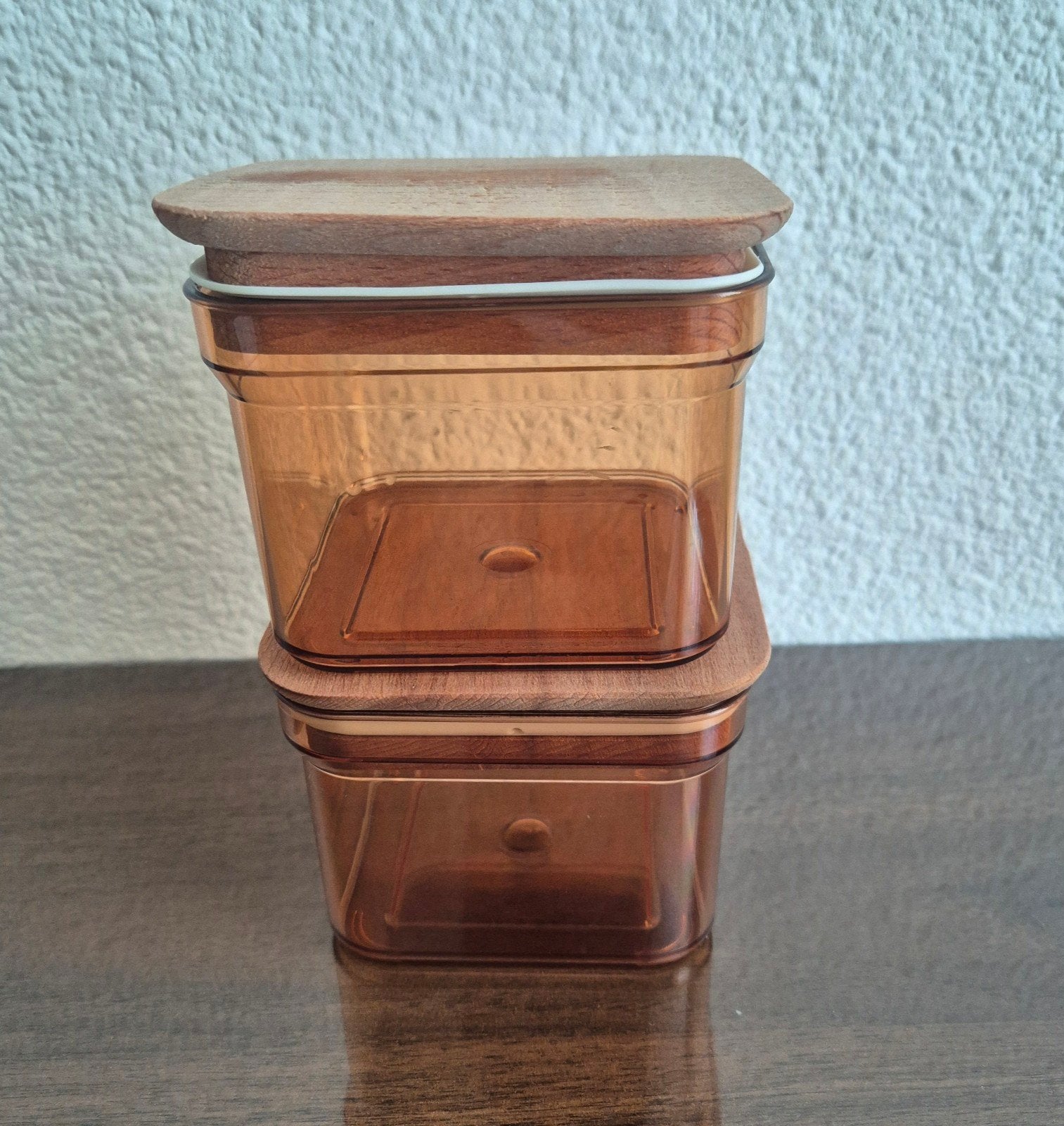 Madam Coco opbergbakjes met houten deksel - 3 stuks, Hout, Nieuw, Ophalen of Verzenden, Voorraadpot
