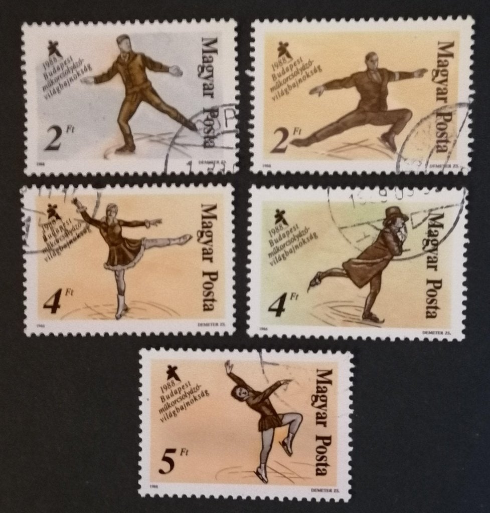 MAGYAR POST (Hongarije) - kunstschaatsen 1988, Verzenden, Gestempeld