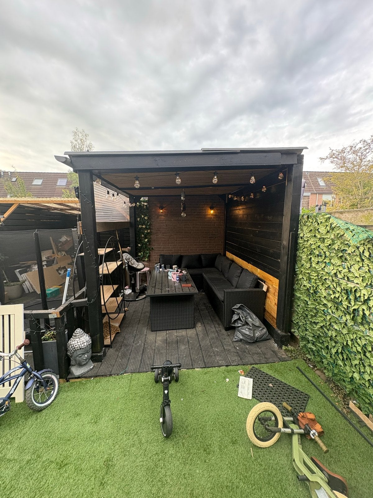Mooie overkapping 3x3m met kunststof vlonderplanken, Tuin en Terras, Ophalen of Verzenden, Gebruikt, Tuinpaviljoen