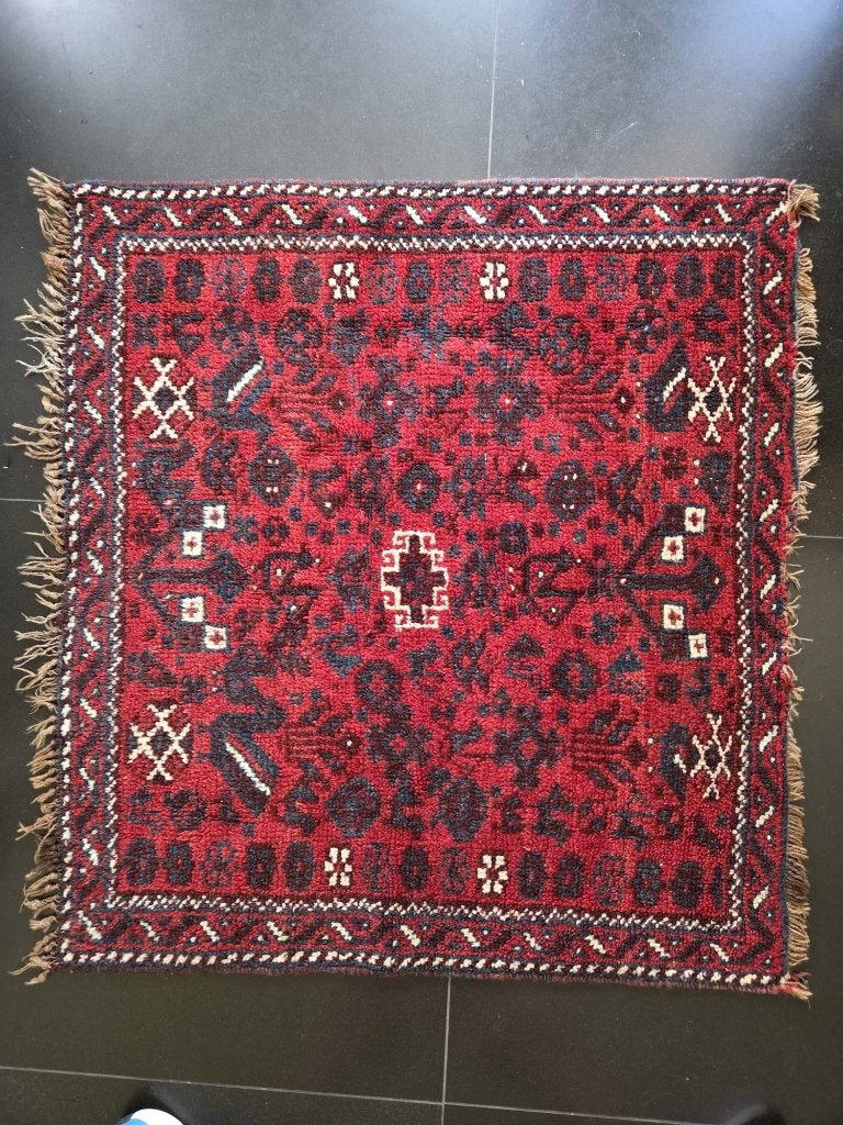 Oosters tapijt – rood – 100 x 110 cm, Ophalen, Gebruikt, 100 tot 150 cm, 50 tot 100 cm
