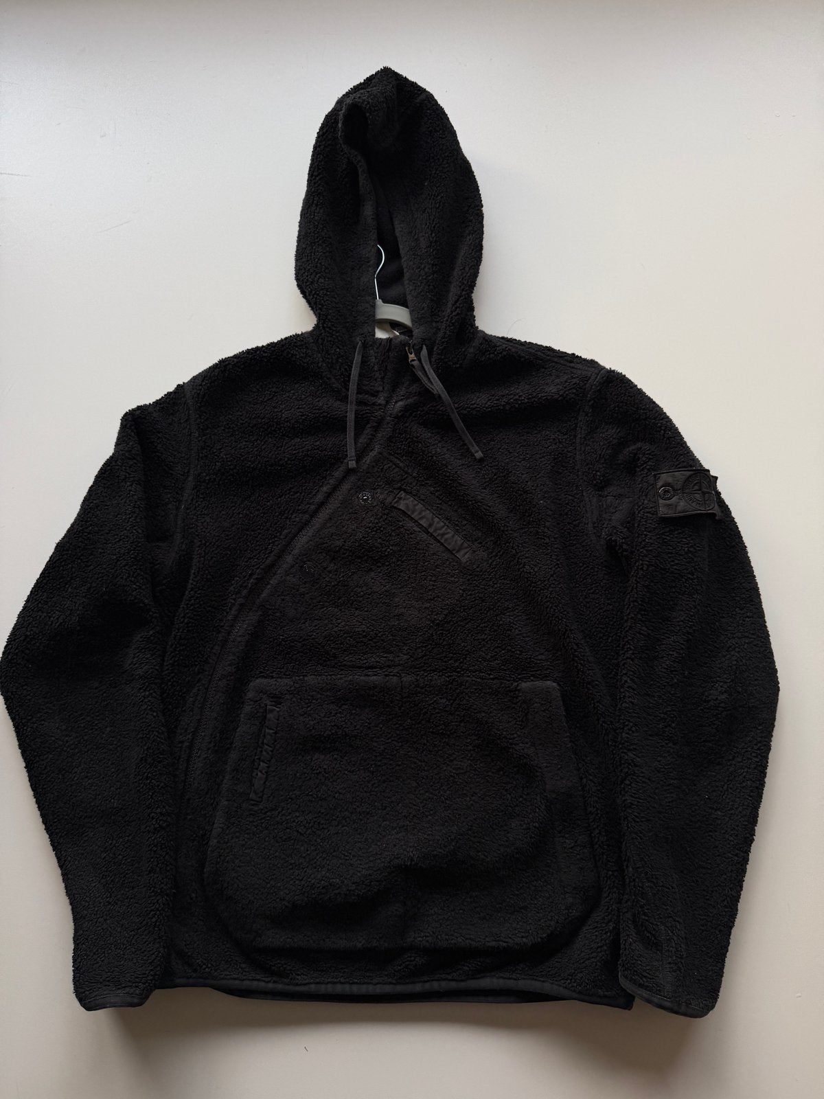 Stone Island Zwarte Fleece Hoodie - Zo goed als nieuw, Ophalen of Verzenden, Zo goed als nieuw, Maat 52/54 (L), Zwart