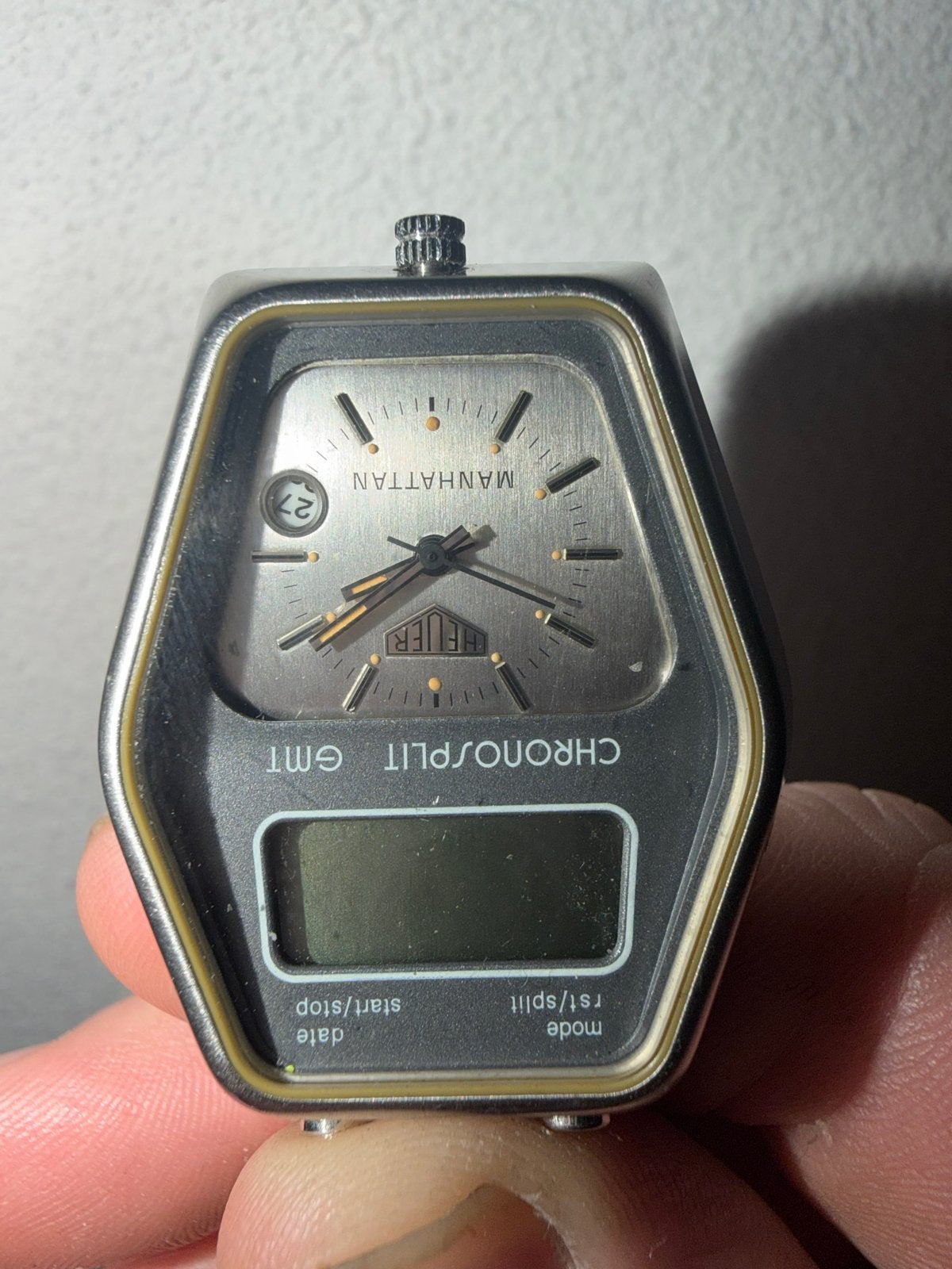Heuer Manhattan Chronosplit GMT - Niet werkend, Staal, Met bandje, Polshorloge, 1960 of later