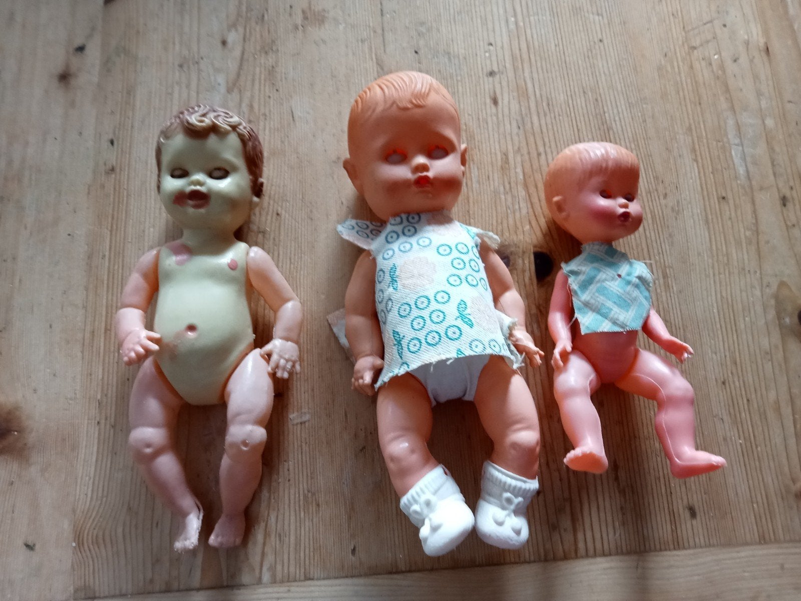 Vintage Babypoppen met Kleertjes - Set van 3, Verzamelen, Ophalen of Verzenden, Gebruikt, Babypop