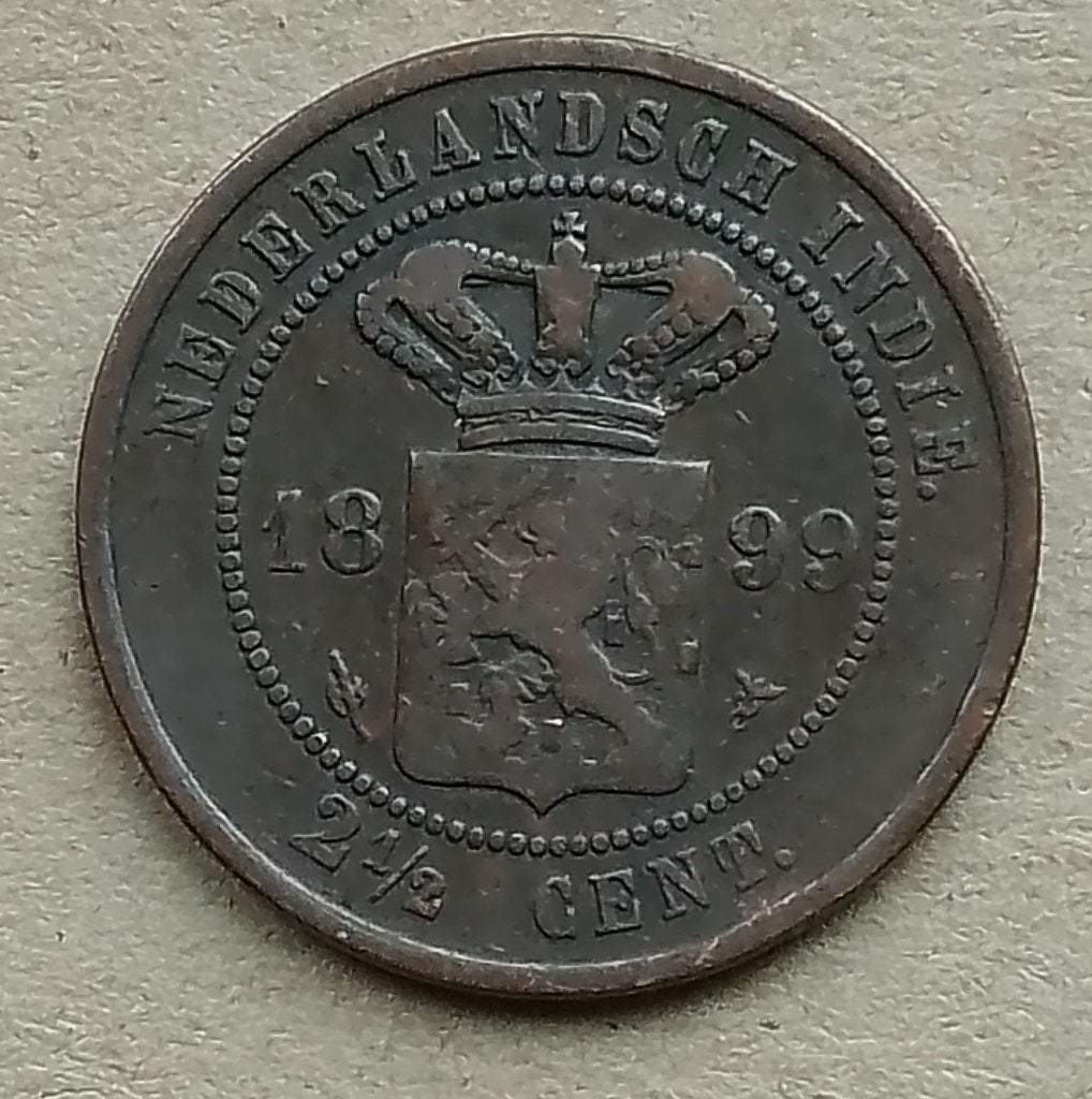 Nederlands Indië, 2 1/2 cent 1899, Ophalen of Verzenden, Zuidoost-Azië, Losse munt