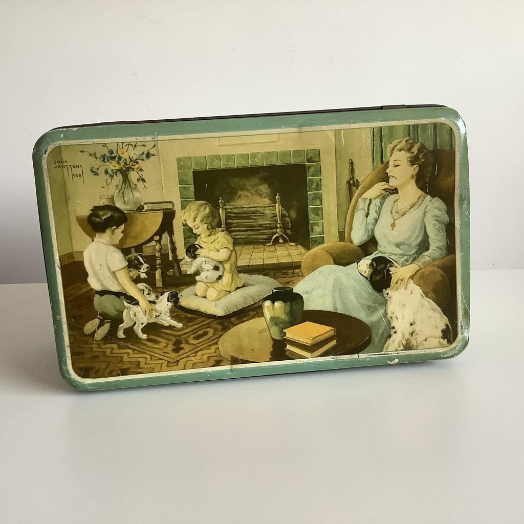Prachtig groot vintage blik Schuyenbroek 1948, Verzamelen, Blikken, Ophalen of Verzenden, Gebruikt, Overige, Overige merken