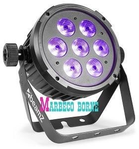 LED Flat Par 7x10W 6-in-1 RGBAW-UV, LED licht effect BT280, Geluidgestuurd, Nieuw, Info@marbeco.nl, BeamZ