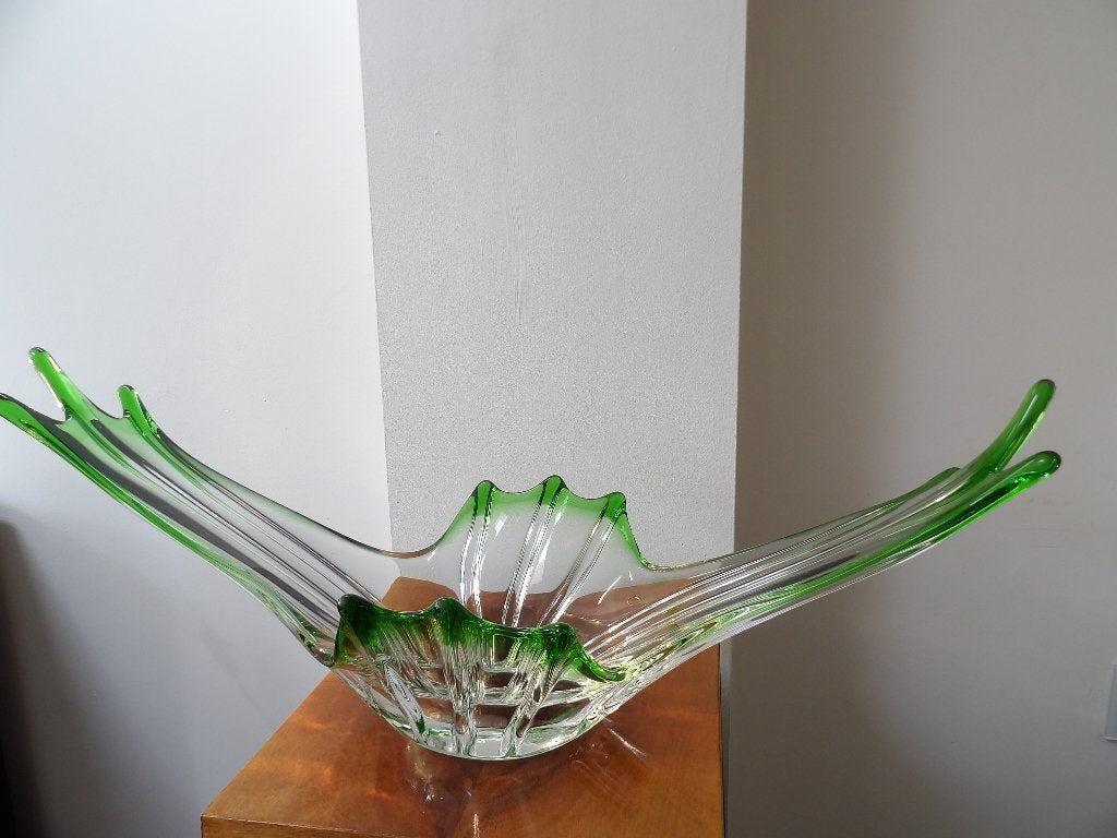 Grote Sixties Design Schaal Val St Lambert Rene Delvenne, Antiek en Kunst, Antiek | Glas en Kristal, Ophalen of Verzenden
