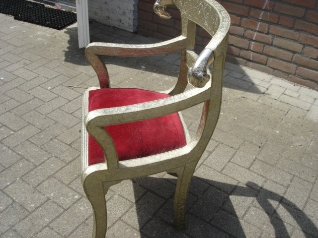 Anglo-Indian Regency style ram's head wedding chair, Ophalen, Gebruikt, Overige kleuren, Stof
