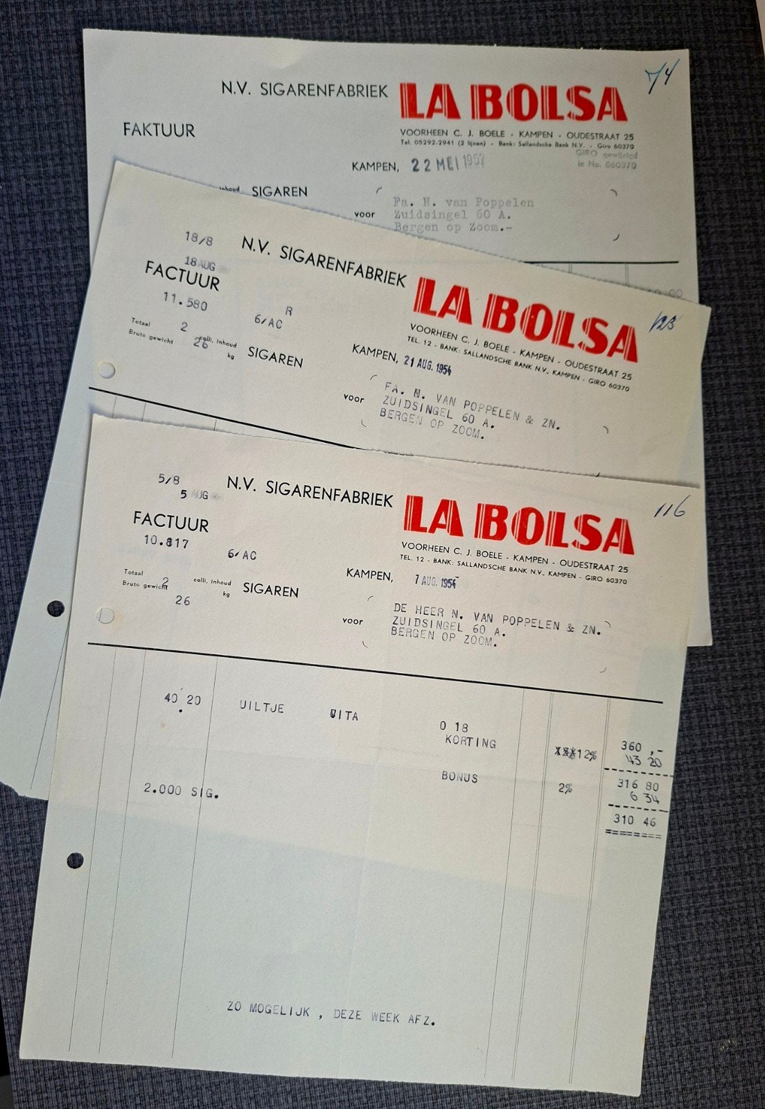 BOLSA SIGAREN                    KAMPEN   Anno 1954, Verzamelen, Ophalen of Verzenden, Gebruikt, Overige typen
