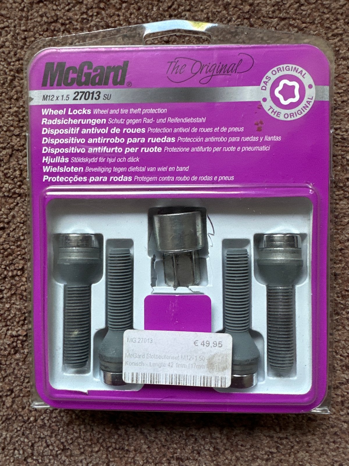 McGard Wielsloten M12 x 1.5 - Bescherming tegen diefstal, Ophalen of Verzenden, Zo goed als nieuw