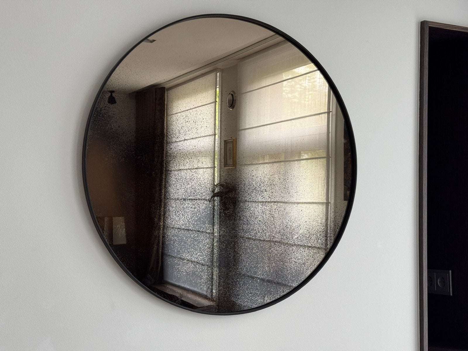 Ethnicraft Notre Monde Aged Bronze Spiegel Rond 92 cm, Ophalen, Zo goed als nieuw, Rond