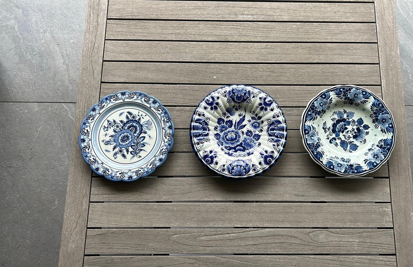 Mooie set van 3 grote Delfts Blauwe wandborden, Ophalen of Verzenden