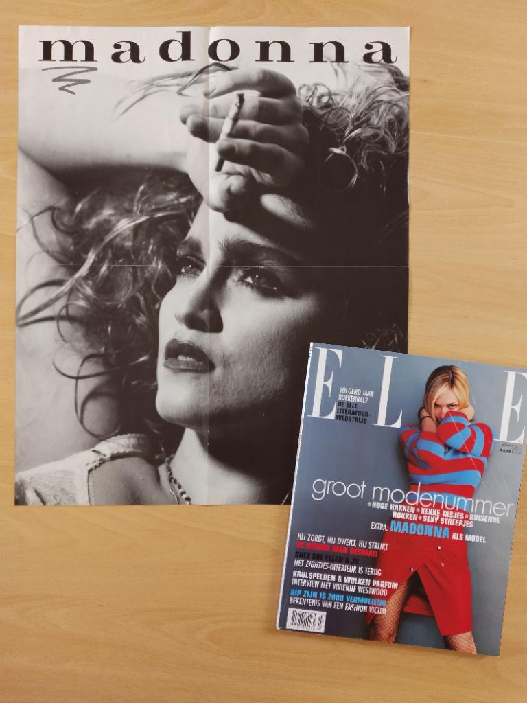 Madonna in ELLE + poster, Verzamelen, Muziek, Artiesten en Beroemdheden, Ophalen of Verzenden, Zo goed als nieuw, Boek, Tijdschrift of Artikel
