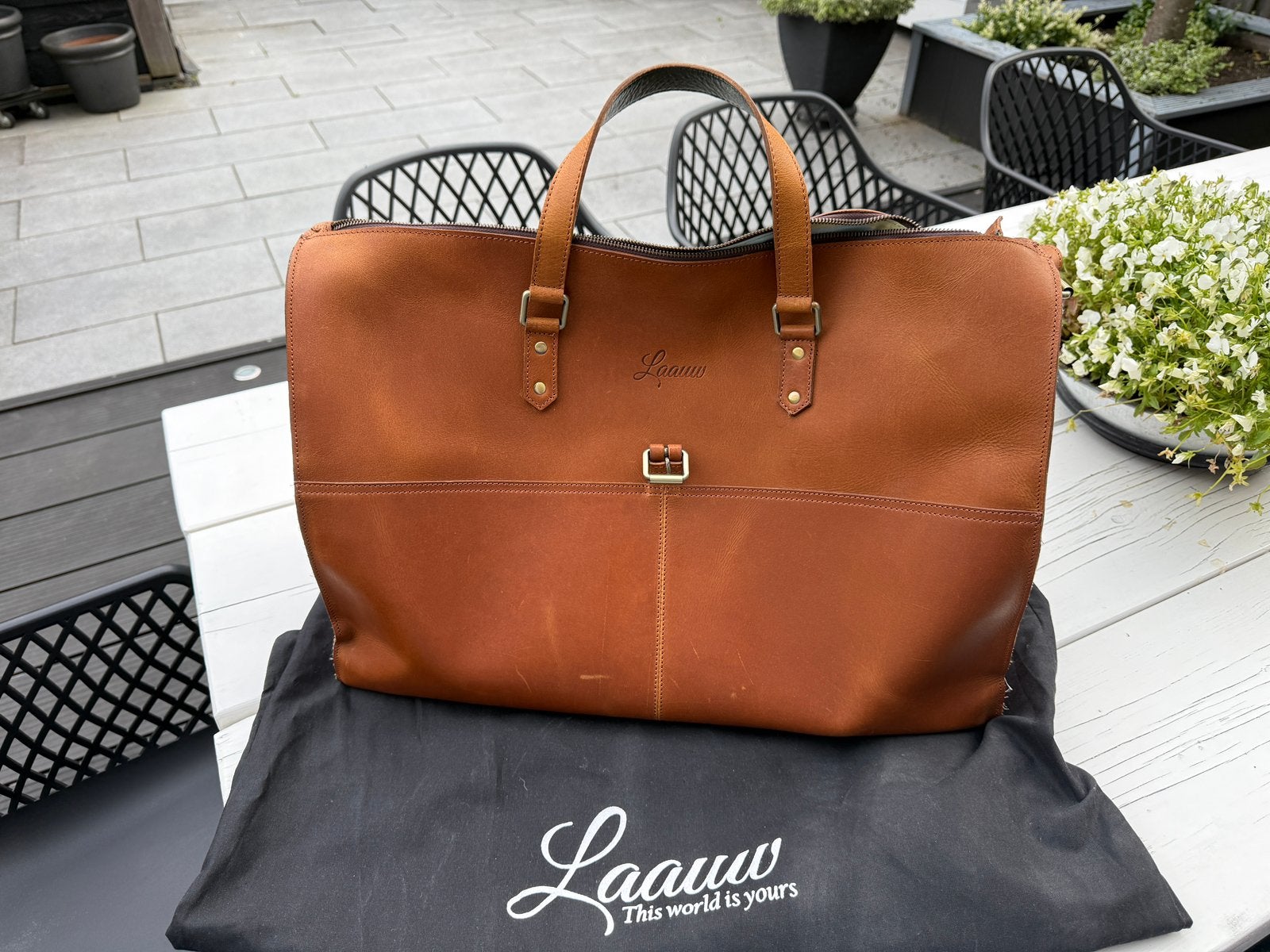 Laauw leren weekendtas., 40 tot 60 cm, 30 cm of meer, Bruin, Ophalen of Verzenden