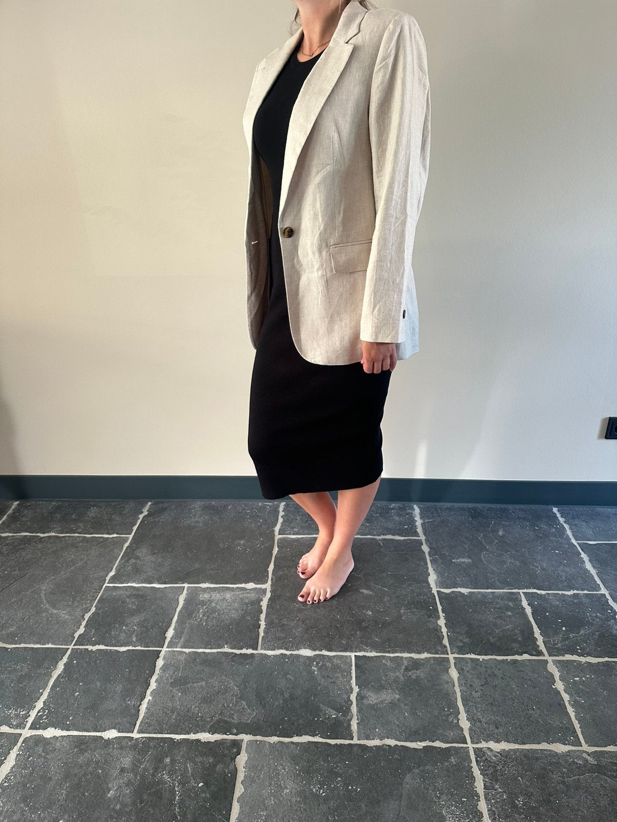 Linne blazer s, Beige, Ophalen of Verzenden, Zo goed als nieuw, Jasje