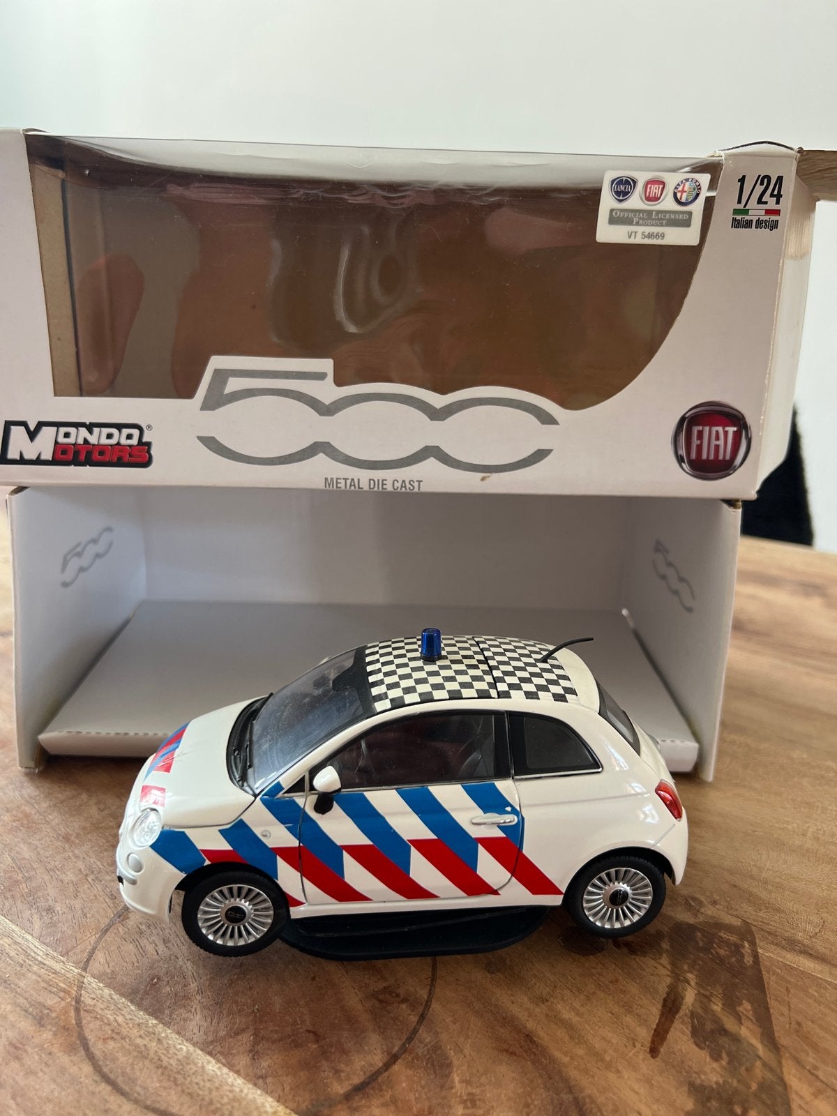 Mondo Motors Fiat 500 Politie schaalmodel 1/24, Ophalen of Verzenden, Nieuw, Auto, Overige merken