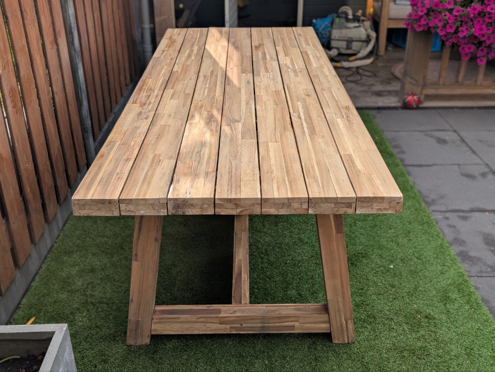 Karwei Lugo Buitentafel 2.40m - Teakhout, Ophalen, Gebruikt, Rechthoekig, Teakhout