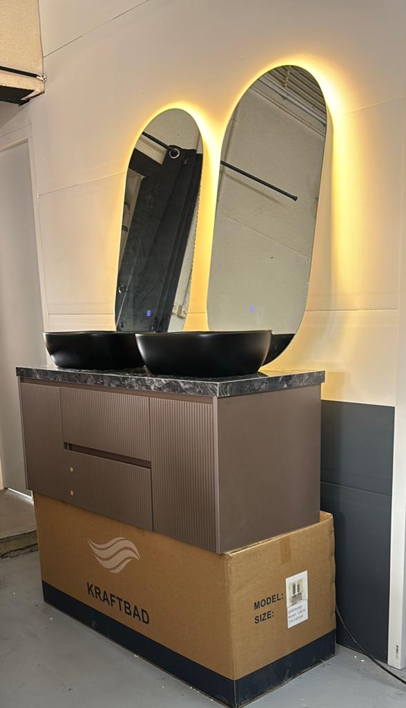 Nieuw Badmeubel Kraftbad 120cm incl. Waskommen / LED spiegel, 100 tot 150 cm, Nieuw, Ophalen of Verzenden, Minder dan 100 cm