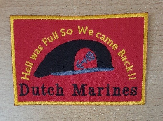 Mariniers Badge Dutch Marines Hell was Full, Ophalen of Verzenden, Marine, Nederland, Embleem of Badge