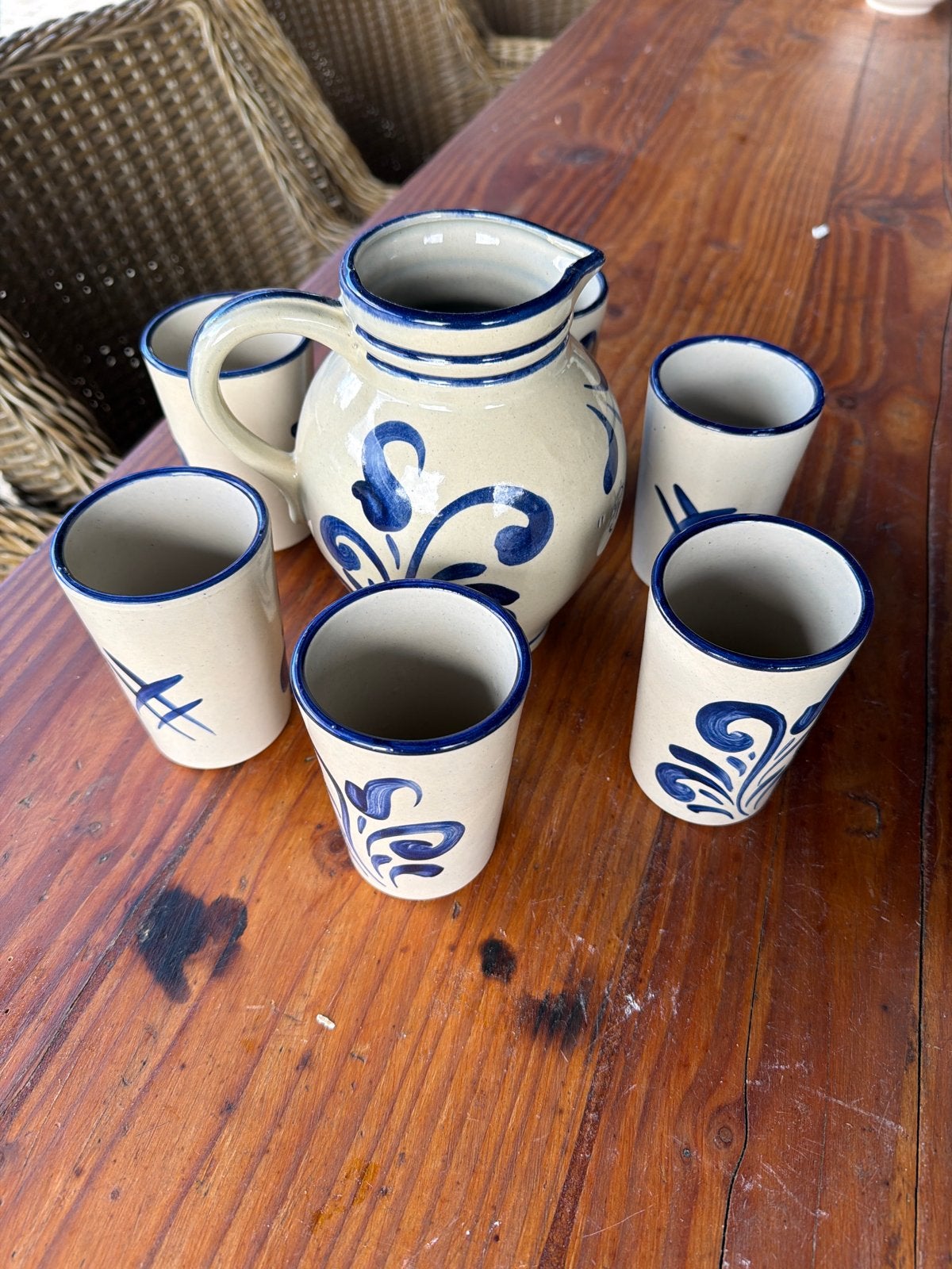 Wijn schenk set Bembel met 6 bekers, Ophalen of Verzenden
