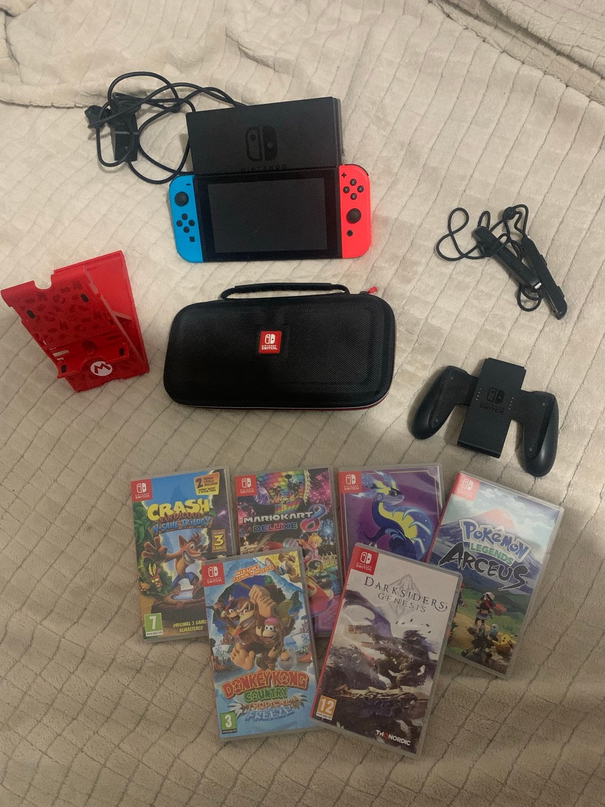 Nintendo Switch met 2 controllers en 6 games, Spelcomputers en Games, Met 2 controllers, Ophalen of Verzenden, Switch Original