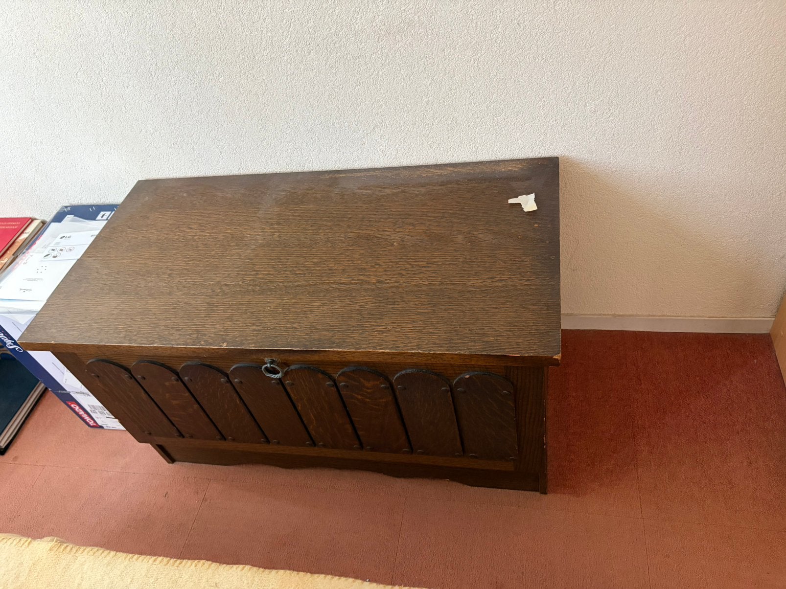 Stevige houten kist met klep, Ophalen, Gebruikt, 50 tot 100 cm, Minder dan 50 cm