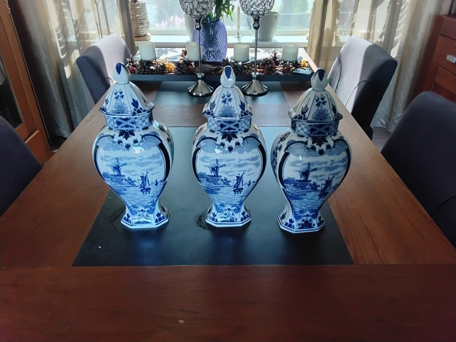3-delig Delfts blauw kaststel Mosa Maastricht (dec 501), Ophalen
