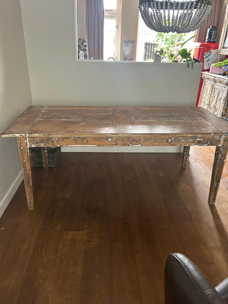 Koloniale zware tafel 2 bij 90, Ophalen, Koloniaal, Teakhout, 50 tot 100 cm