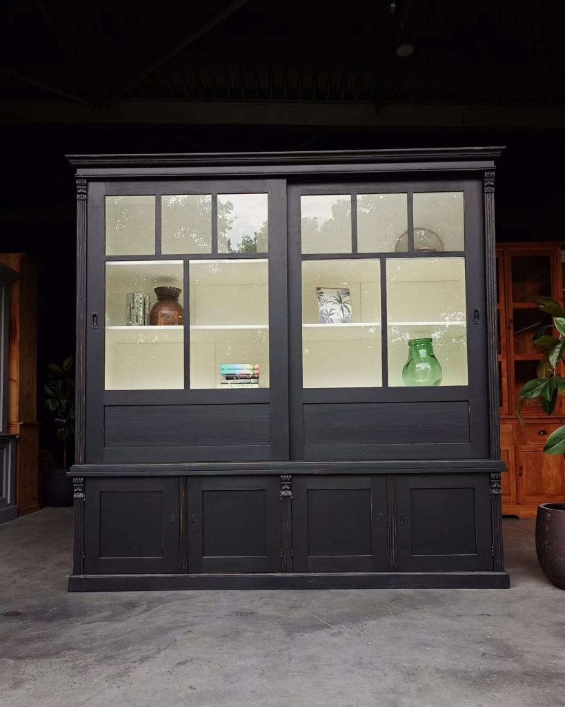 Grote zwarte winkelkast | Art deco | Jaren 20-30 #8339, Metaal, Gebruikt, -, 200 cm of meer