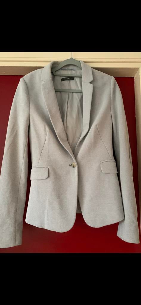 Esprit Blazer - Lichtgrijs met elleboogstukken, Kleding | Dames, Jasjes, Kostuums en Pakken, Maat 38/40 (M), Ophalen of Verzenden