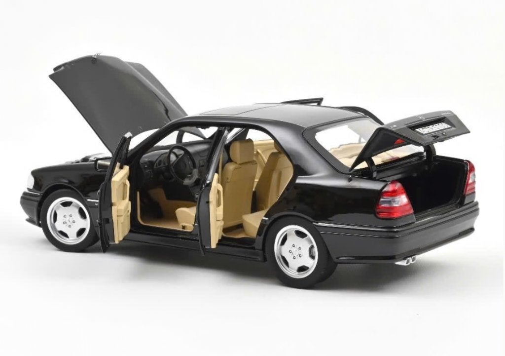 Mercedes Benz C36 AMG 1993 Zwart met 1/18 NOREV ref. 183381, Hobby en Vrije tijd, Verzenden, Nieuw, Auto, Norev