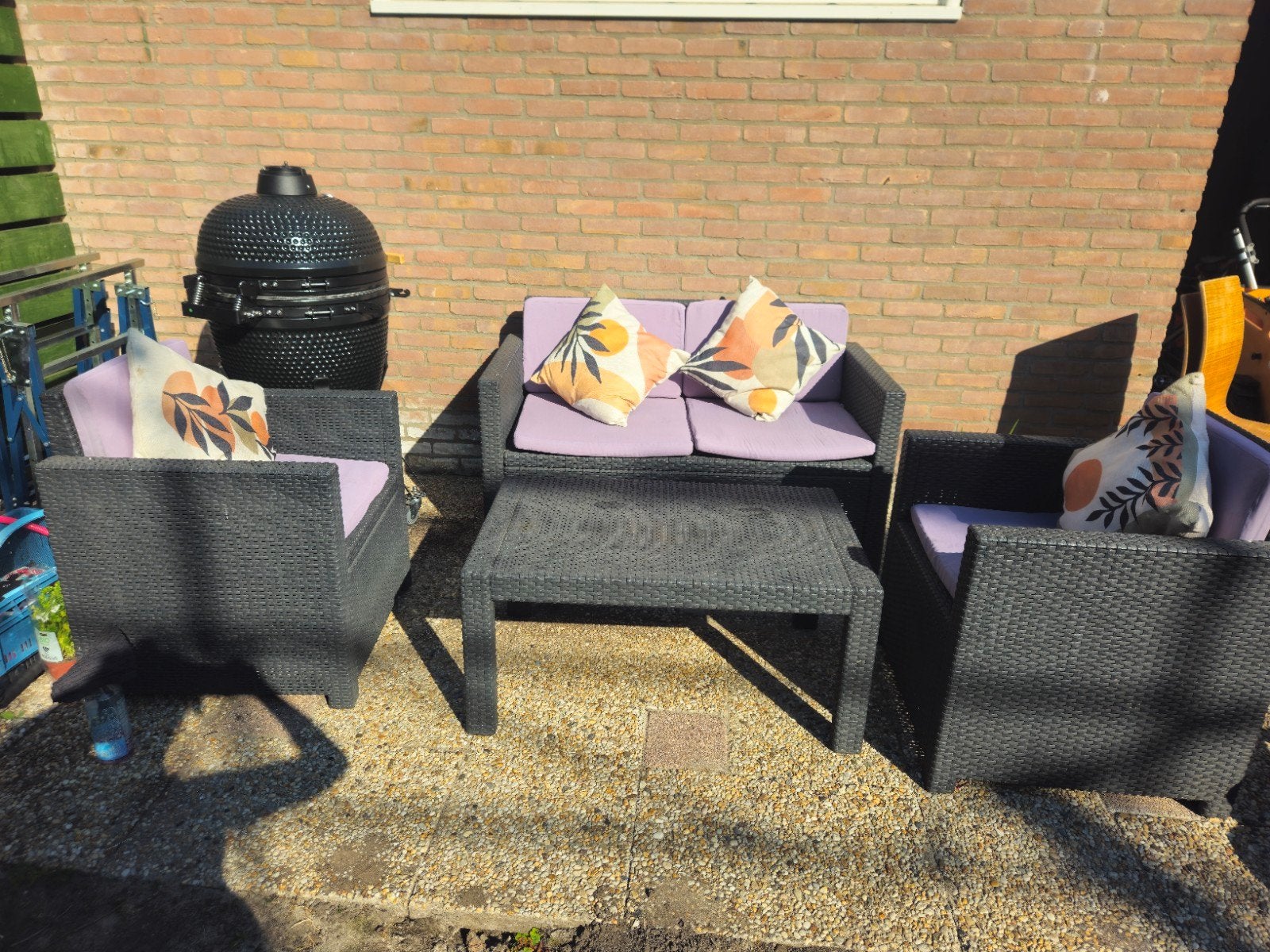 Allibert loungeset met 2 stoelen, bank en tafel, Ophalen, Wicker, Bank