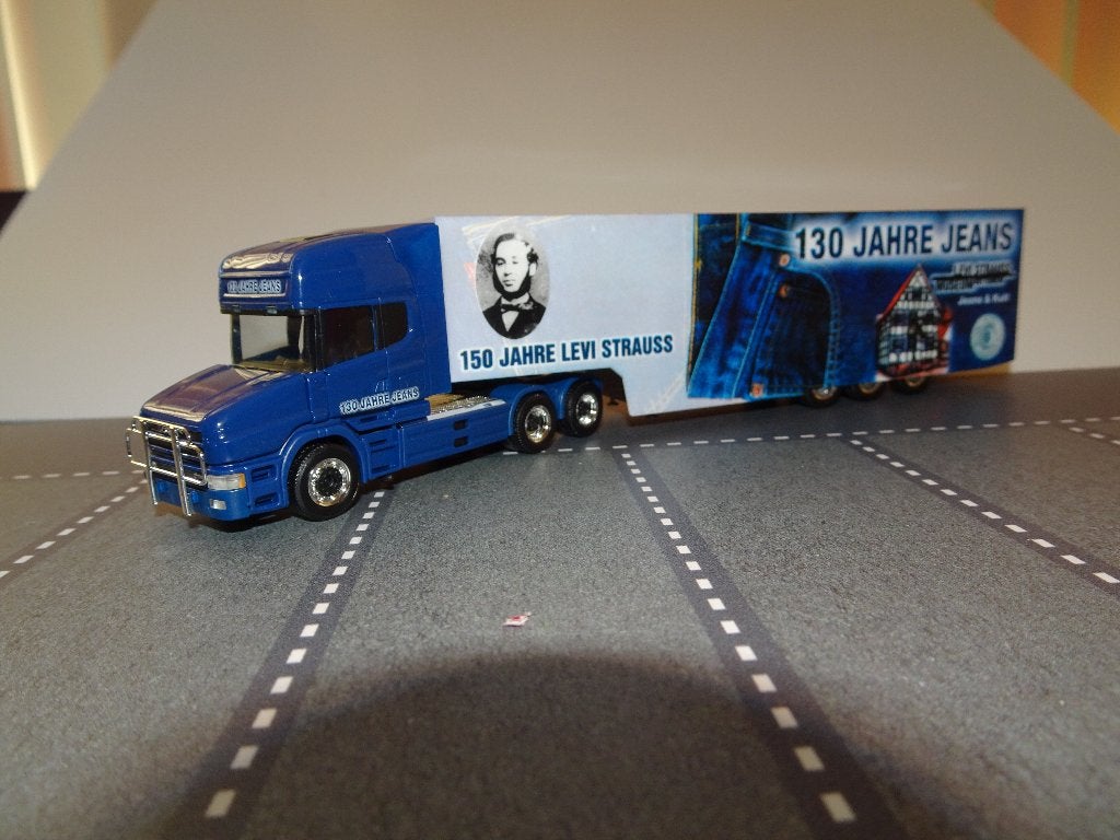 950 herpa scania torpedo 3-as levi strauss jeans 1:87 truck, Ophalen of Verzenden, Zo goed als nieuw, Bus of Vrachtwagen, Herpa