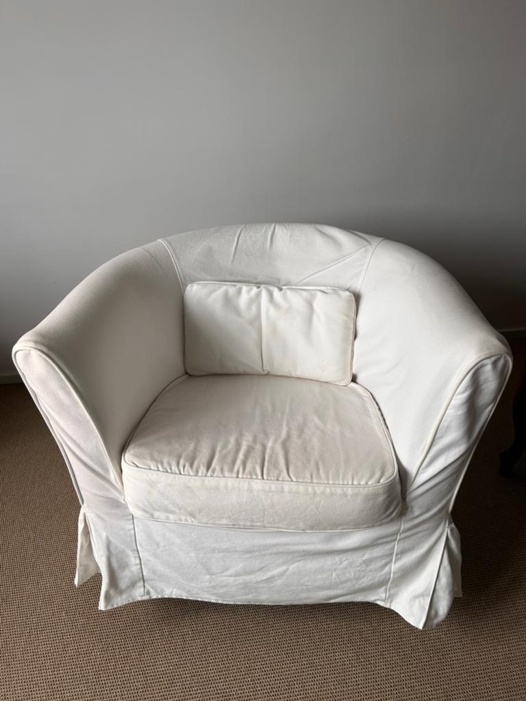 Ikea Tullsta fauteuil oranje, Huis en Inrichting, Ophalen, Gebruikt, Minder dan 75 cm, 75 tot 100 cm