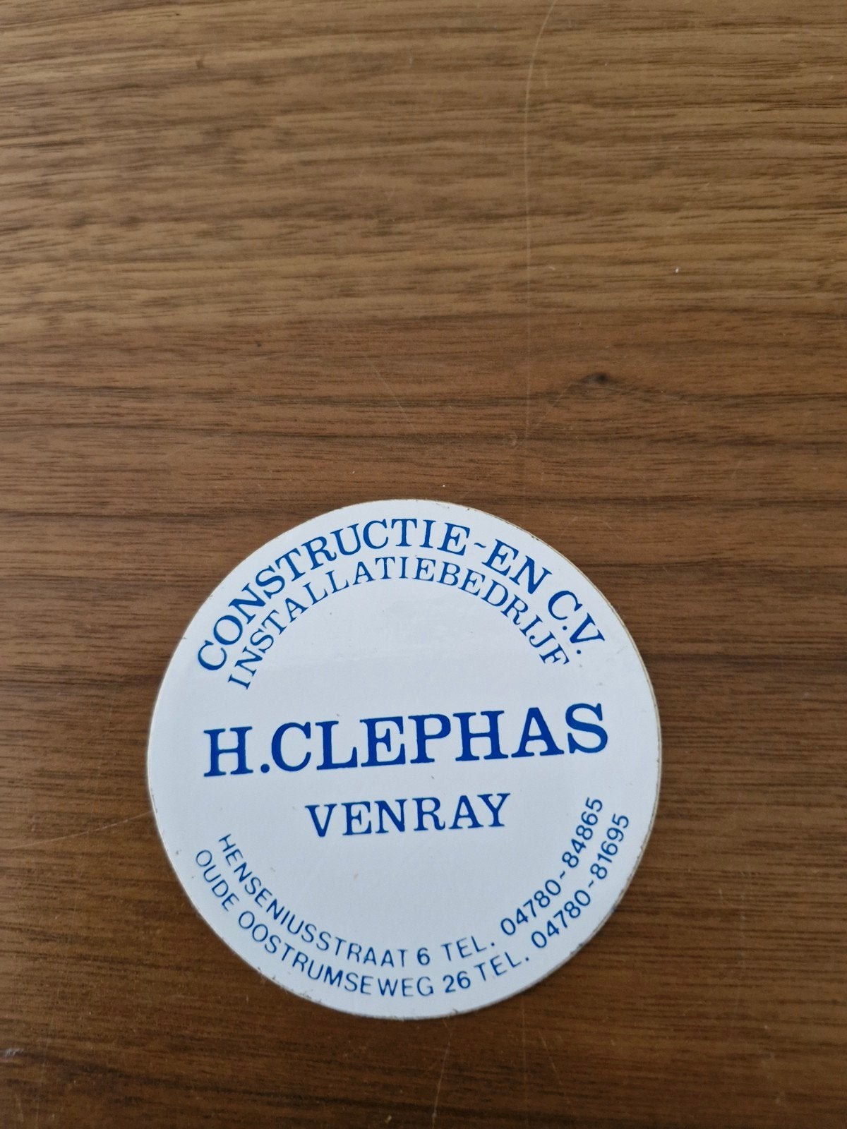 9276 sticker Constructie- en Installatiebedrijf H. Clepha, Ophalen of Verzenden, Gebruikt, Bedrijf of Vereniging