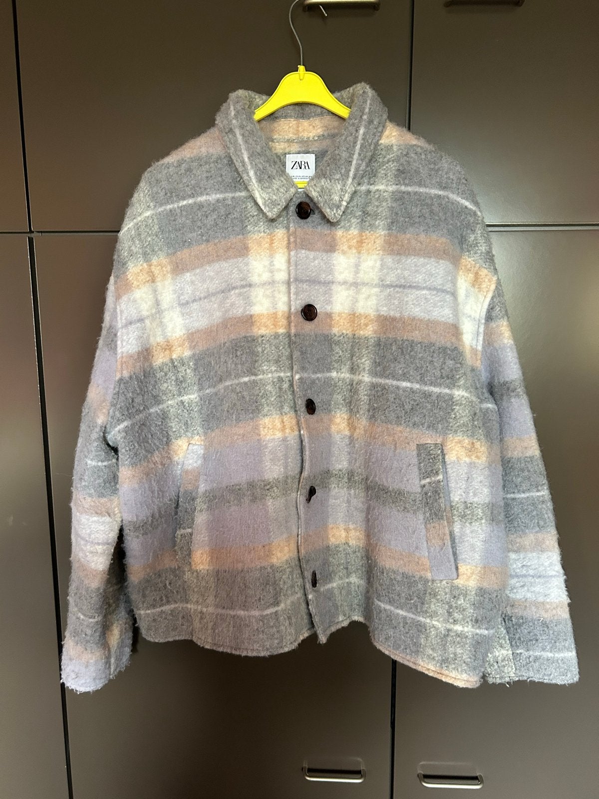 Zara geruite jas met wol - Maat XL, Ophalen of Verzenden, Zo goed als nieuw, Maat 46/48 (XL) of groter, Meerkleurig