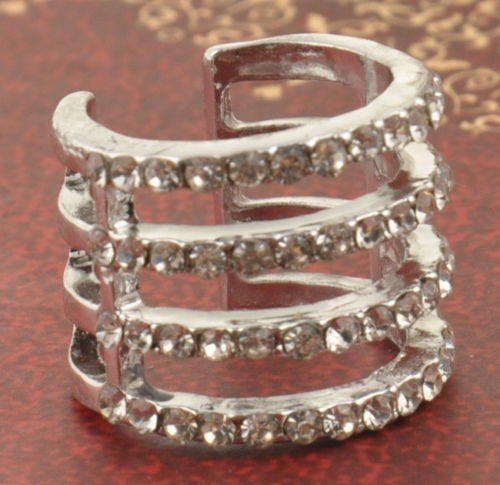 Alloy 4-layers-crystal Stack Plain/Crystal Above Knuckle Ba, Nieuw, Ophalen of Verzenden, Dame of Heer, Zilver