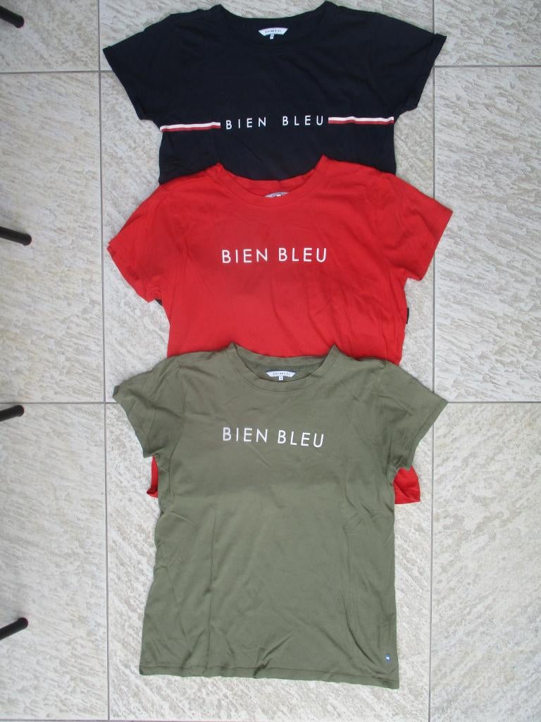 Set 3x T-shirt Bien Bleu maat XS groen + blauw + rood, Blauw, Ophalen of Verzenden, Zo goed als nieuw, Korte mouw
