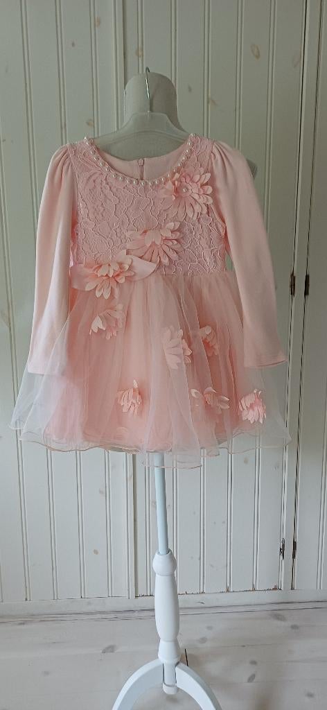 Prachtig roze bloemen pareljurkje (communie ?) maat 110, Verzenden, Zo goed als nieuw, Meisje, Jurk of Rok