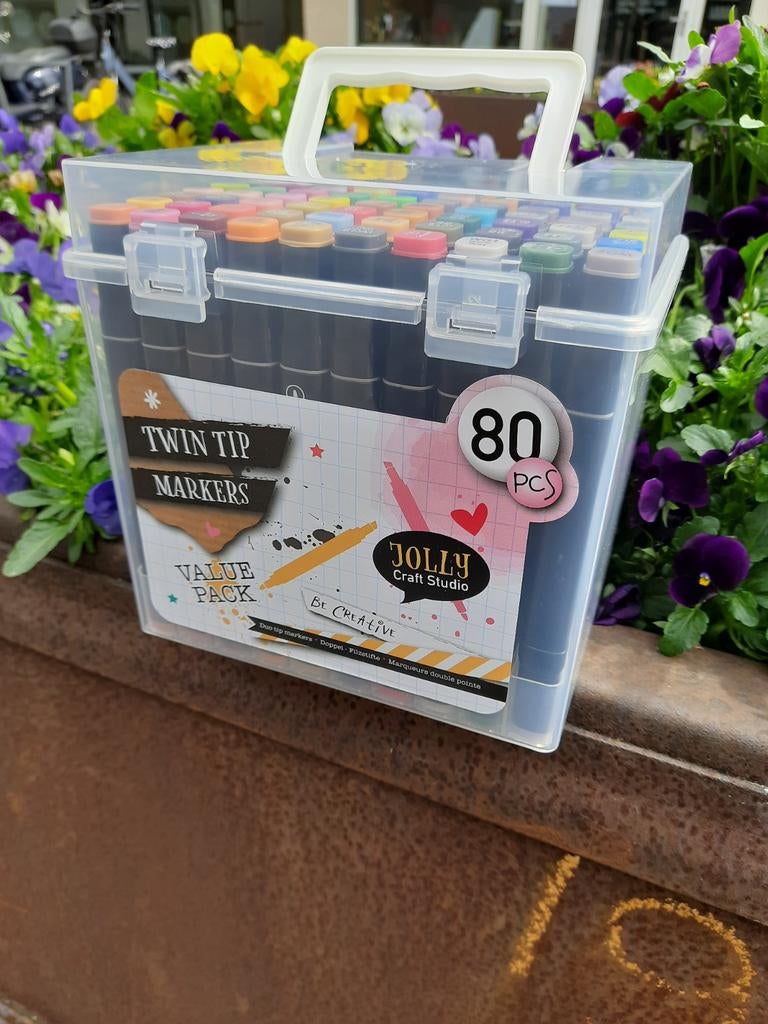 80 Twinmarkers op alcohol basis stiften in box, Jollycraft, Amsterdam, Nieuw, Ophalen of Verzenden
