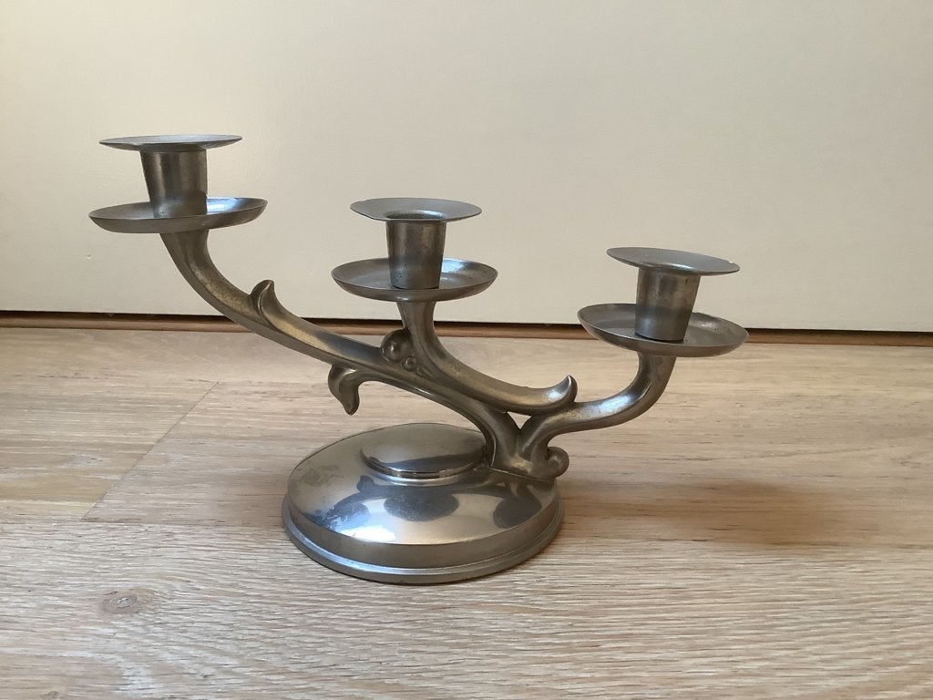 Te koop aangeboden tinnen kandelaar van Metawa Holland., Ophalen of Verzenden