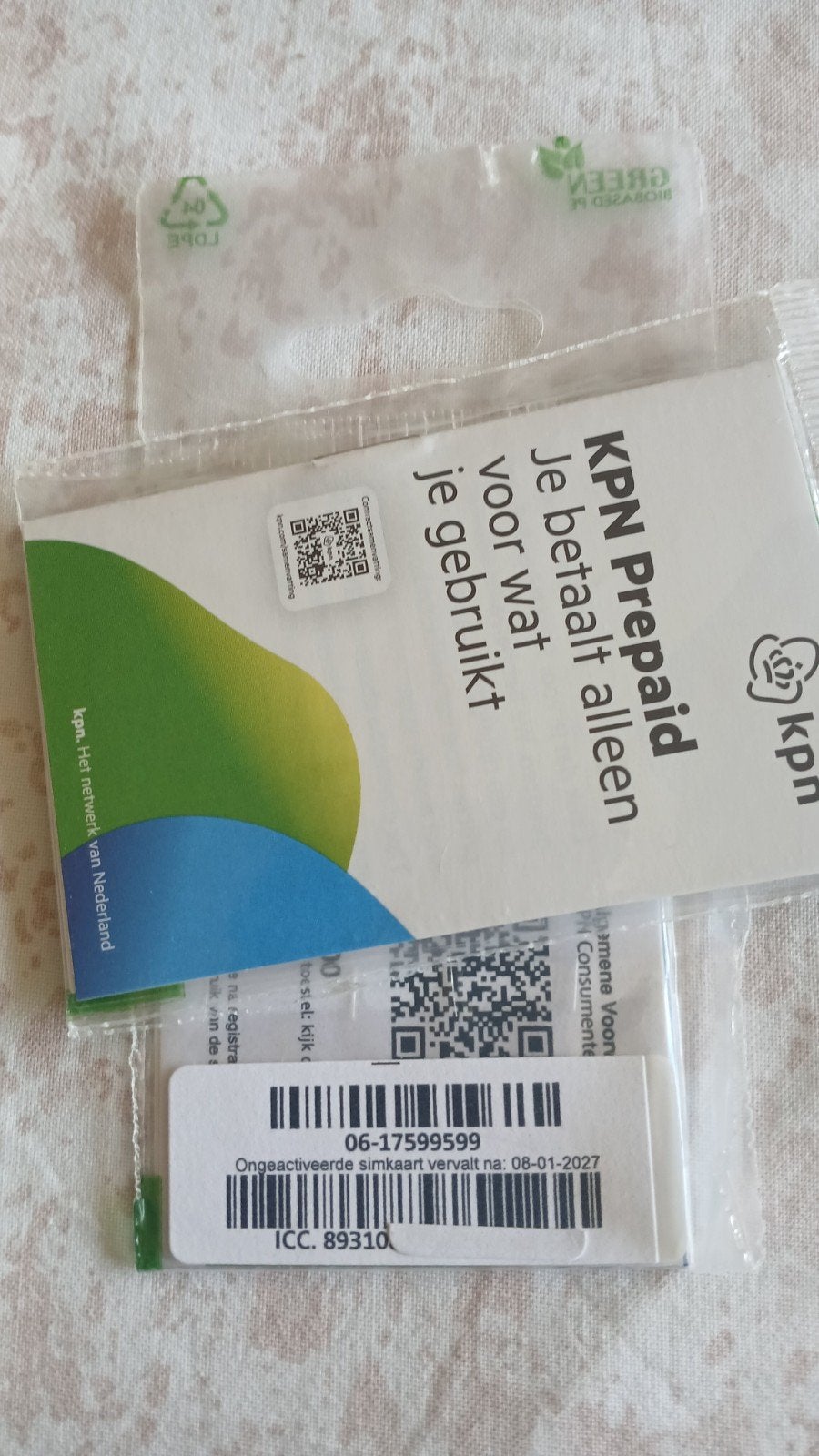 MOOI NUMMER KPN PREPAID 06-17-599-599, Telecommunicatie, Prepaidkaarten en Simkaarten, Ophalen of Verzenden, Nieuw, KPN, Simkaart
