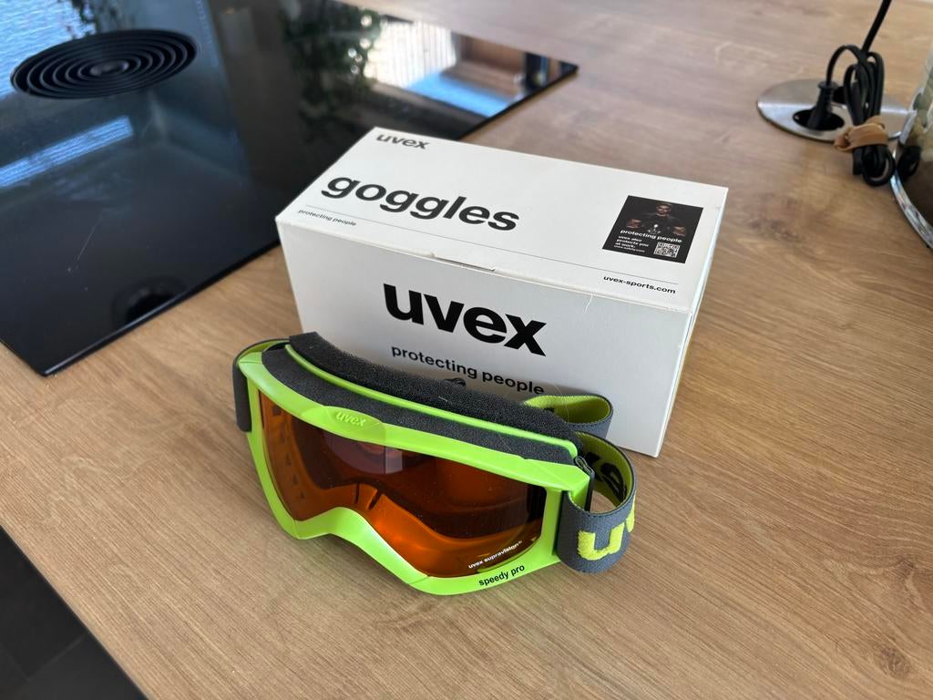 Nieuwe Uvex Speedy Pro skibril voor kinderen - lichtgroen, Kleding | Dames, Wintersportkleding, Nieuw, Overige typen, Ophalen of Verzenden