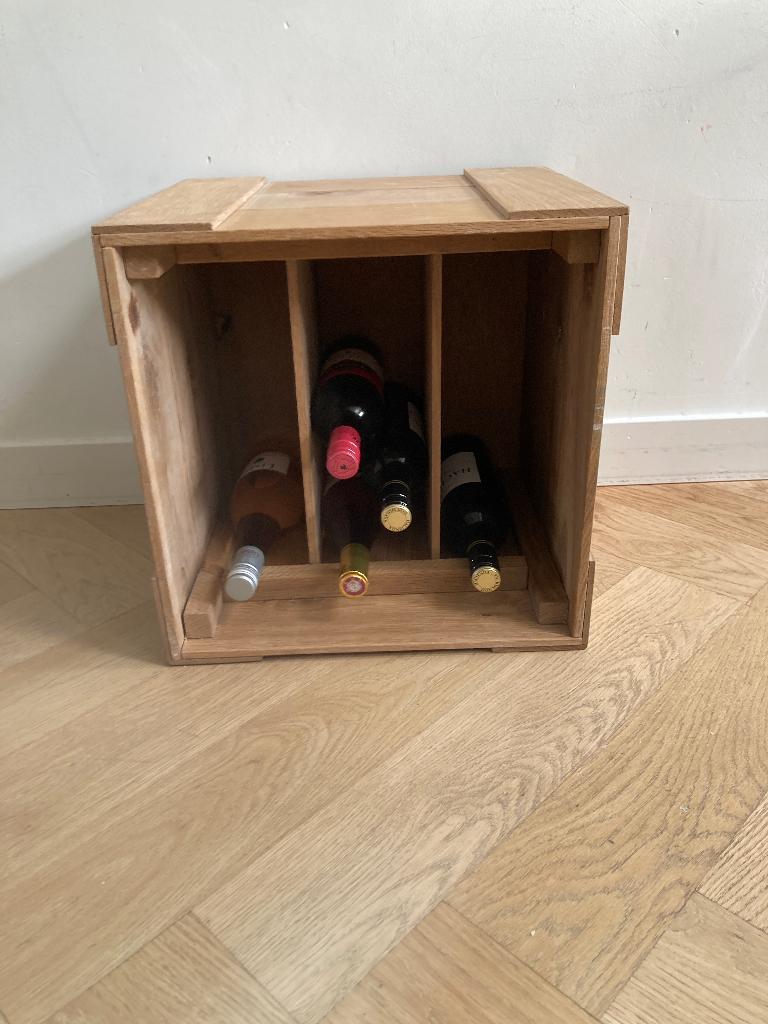 Wijnkastje, kistje of tafeltje uniek en handgemaakt, Ophalen, 5 tot 15 flessen, Zo goed als nieuw, Minder dan 50 cm
