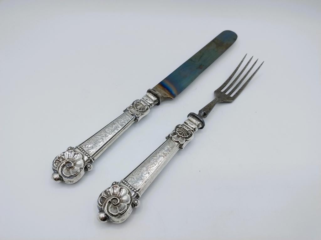 Zilveren couvert, Frankrijk, 19e eeuws, Antiek en Kunst, Verzenden, Zilver