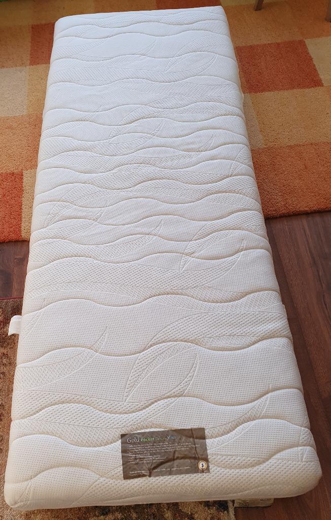 Zeer comfortabel en luxe matras Gold Pocket Deluxe Visco, Ophalen, Eenpersoons, Zo goed als nieuw, 80 cm