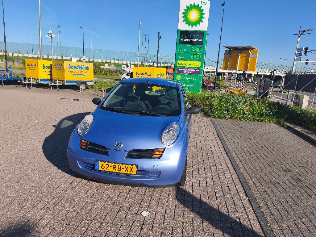 Nissan Micra 1.0 3DR 2005 Blauw - nette stadsauto, Auto's, Stof, 31 €/maand, 4 cilinders, Blauw
