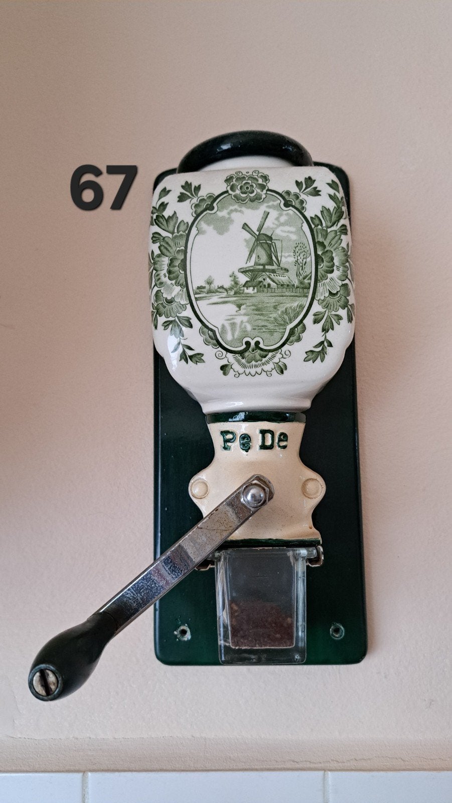 Antieke Pe De Wandkoffiemolen met Molen Decor, Ophalen of Verzenden