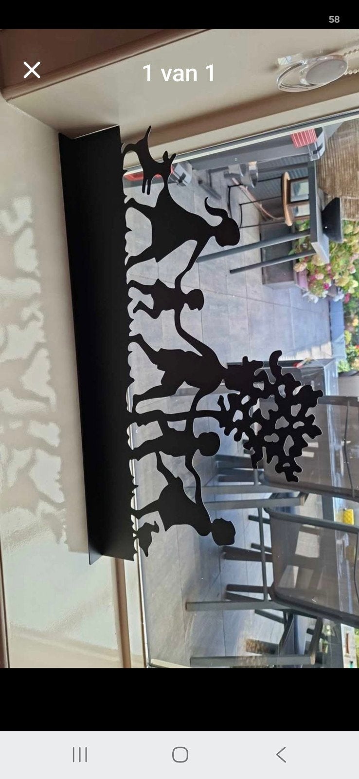 Metalen decoratie familie met hond en boom, Huis en Inrichting, Woonaccessoires | Overige, Zwart, Nieuw, Ophalen of Verzenden