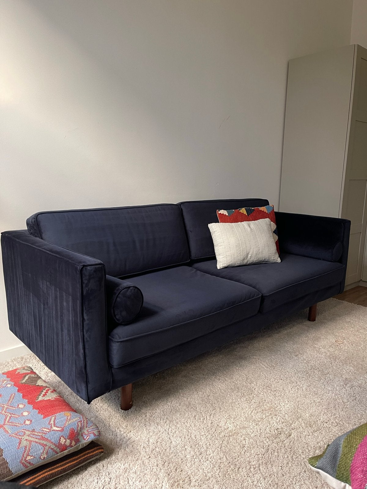 Sofa Company Henry 3-zitsbank velour Lux Navy, Ophalen, Driepersoons, 75 tot 100 cm, Zo goed als nieuw